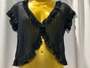 Black Ruffle Trim Cardigan