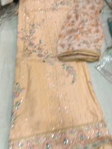 Peach Embroidered suit Set