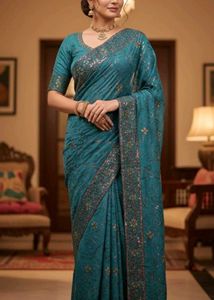 Sea Green Full Work Saree