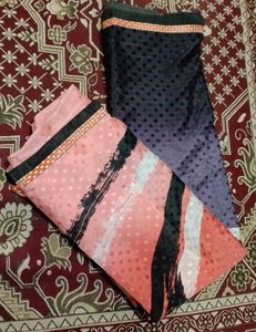 Printed chanderi silk saree with heavy unstitched