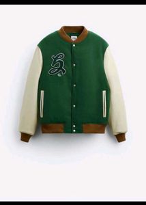 ZARA GREEN WOOL VARSITY JACKET S