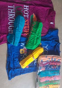 Assorted colorful T-shirts