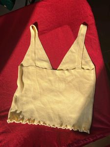 💛Yellow Ribbed Cotton Crop top