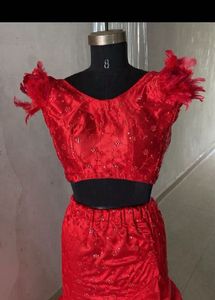 Elegant Red Embellished Lehenga Choli