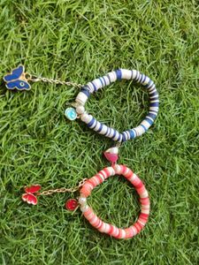 Clay Bead Charm Bracelets -Set of 2 For Bestfriens