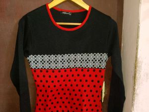 Red Polka Dot Long Sleeve Sweater