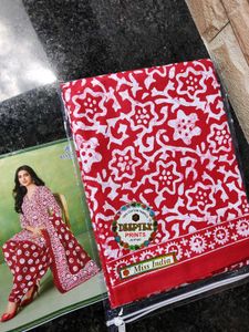 Red &amp; White Salwar Kameez Suit Material- New