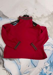 Elegant Magenta Cold Shoulder Top