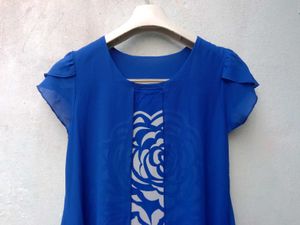 New With Tag Cute Korean Art Blue Top
