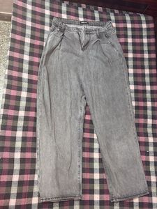 Grey Wash Wide Leg Jeans