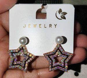 Star Pearl Drop Earrings
