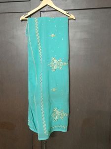 Sea Green Saree With Blouse