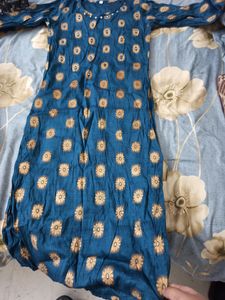 Blue Kurti Straight Kurta Size Medium