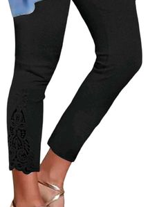 Black Lace Hem Leggings