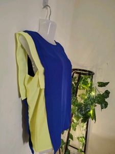 Blue Sleeveless Two-toned Top
