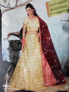 Cream Red Lehenga Choli
