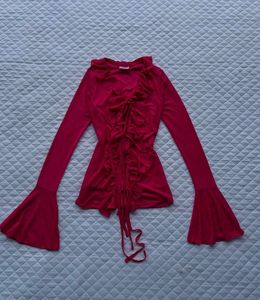 Y2k Mesh Top Ruffle