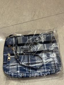 Blue Plaid Crossbody Bag