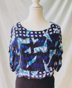 Chic Abstract Print Blouse for Women