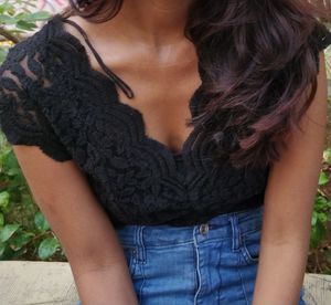 Black Textured Netted Top