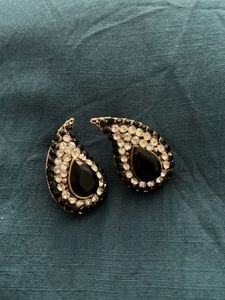 Paisley Rhinestone Clip-On Earrings