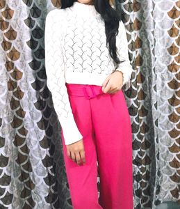 Women Woolen White Top For Winter&#39;s