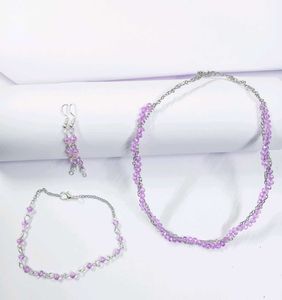 Handcrafted Jewelry Set with Purple Beads