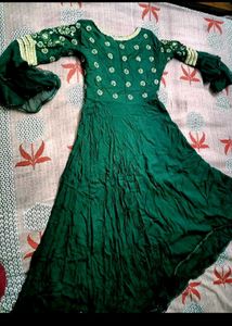Emerald Green Embroidered Anarkali Dress