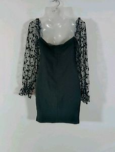 Corset Black Mesh Sleeve Mini Dress