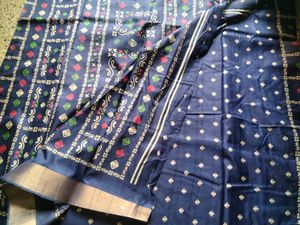 New Blue Saree With Blouse