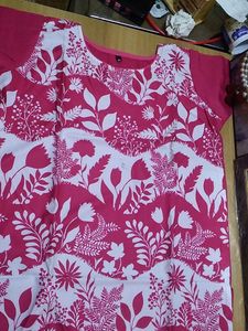 Pink And White Colour Printed Kurti