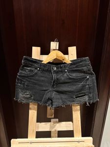 Distressed grey Denim Shorts