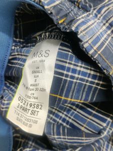 Marks &amp; Spencer Navy Blue Checkered Unisex Boxer