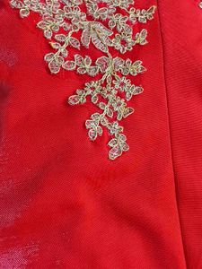 Elegant Red &amp; Gold Evening Gown