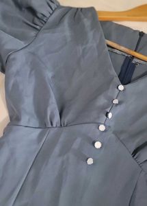 Elegant Grey V-Neck Dress