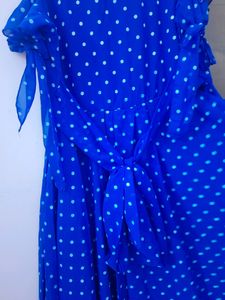 A Beautiful Blue &amp; White Polka Dot Printed Gown💙
