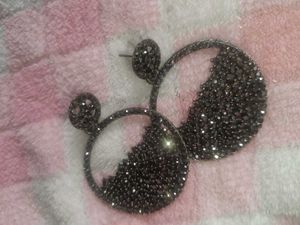 Sparkly Black Circle Drop Earrings