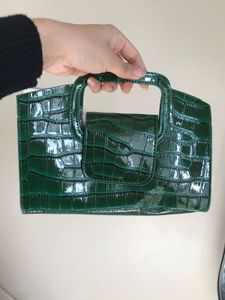 Crocodile Embossed Square Bag Handbag