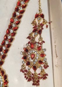 Red &amp; Gold Indian Bridal Jewelry Set