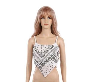 New Women’s White Bandana Print Spaghetti Strap Ha
