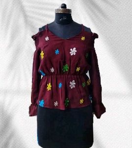 Floral Cold Shoulder Top