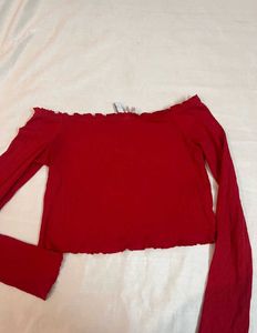 H&amp;M Red Off Shoulder Top