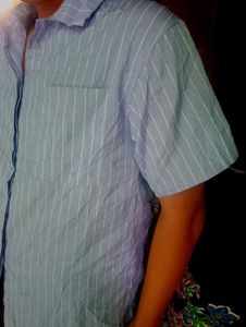 Light Blue Striped Short Sleeve Shirt
