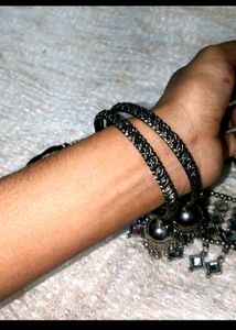 &#34;Black Necklace With Mirrored Accents&#34;