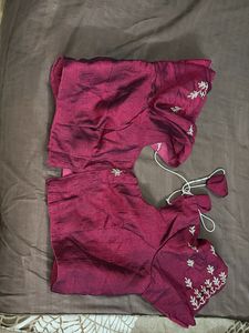 Maroon Saree With Desinger Blouse
