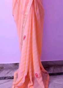 Peach Floral Saree