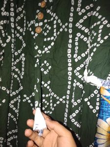 Olive Green Printed Kurti
