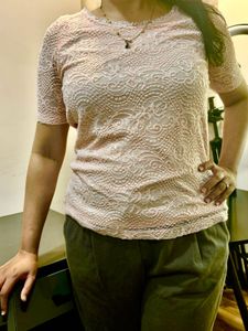 Latin Quarters(Brand )Peach Lacy See-Through Top🌸