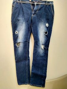 Dark Blue Boy's Ragged Jean