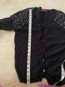 Pearl Studded Black Sweat Shirt